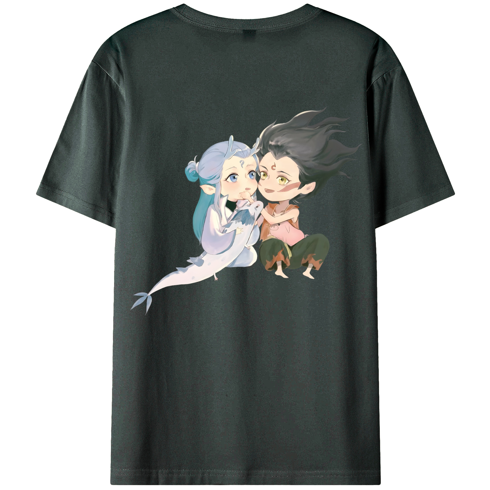 （画像用） Ne Zha 2 ナタ 魔童の大暴れ 綿100％ メンズ半袖Tシャツ（バックプリント） 通気性
